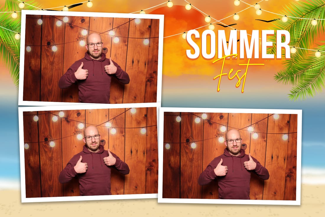 Individuelles Sommerfest-Layout im Querformat mit drei Bildflächen